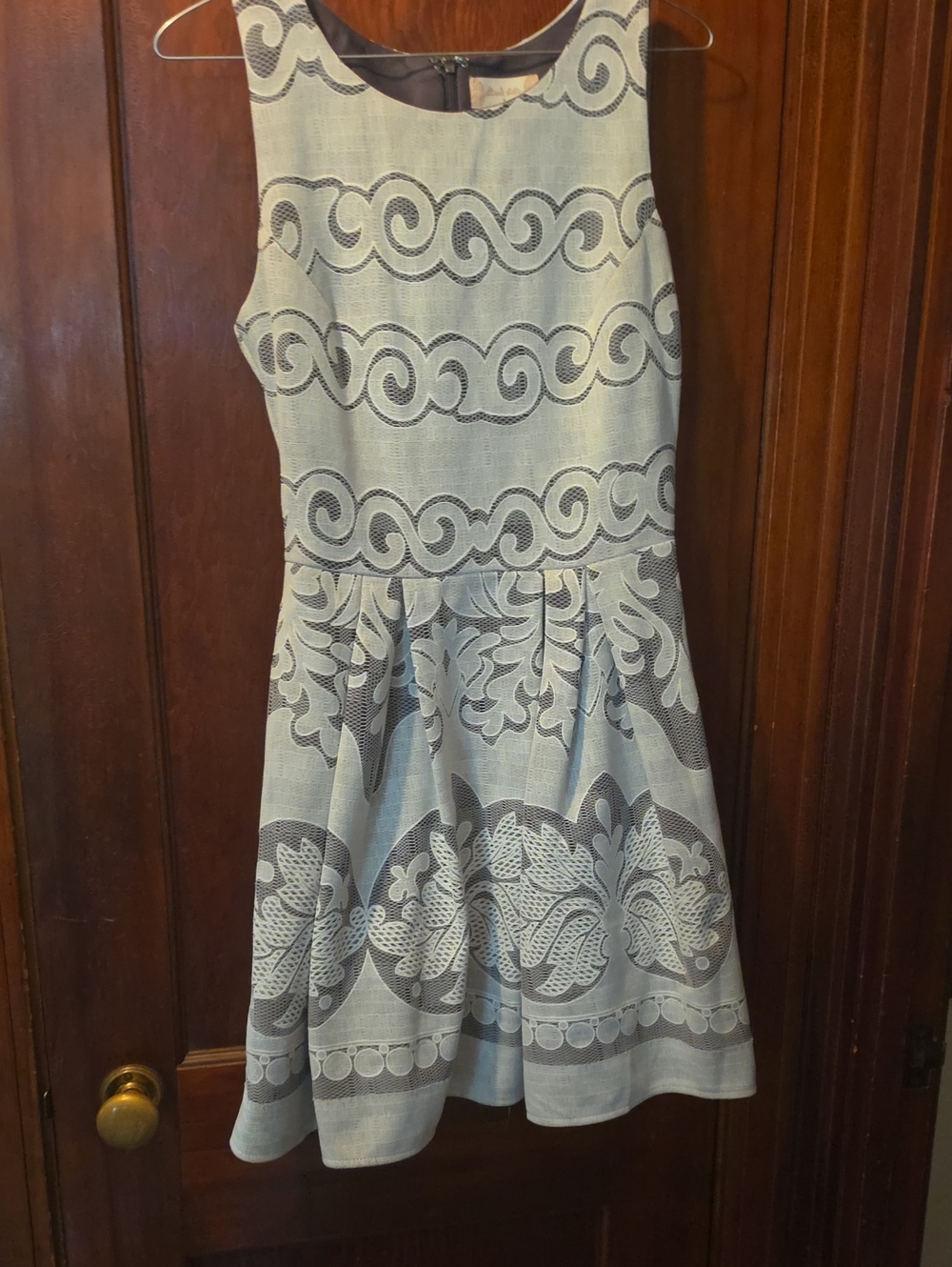 Altar'd State Light Blue and Navy Sleeveless Fit-and-Flare Dress